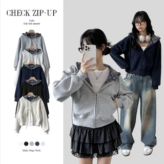 Check Zip Hoodie