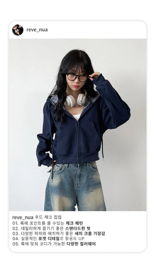 Check Zip Hoodie