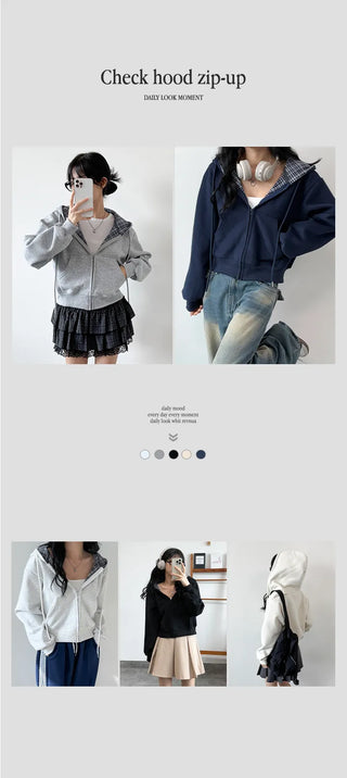 Check Zip Hoodie