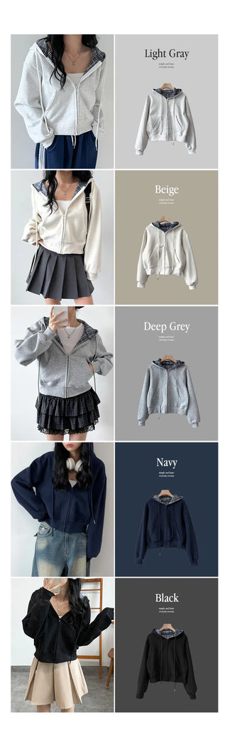 Check Zip Hoodie