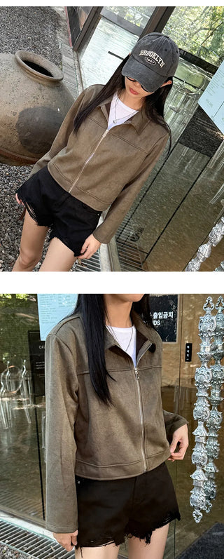 Suede Zip Blazer