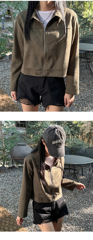 Suede Zip Blazer