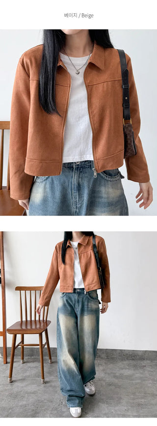 Suede Zip Blazer