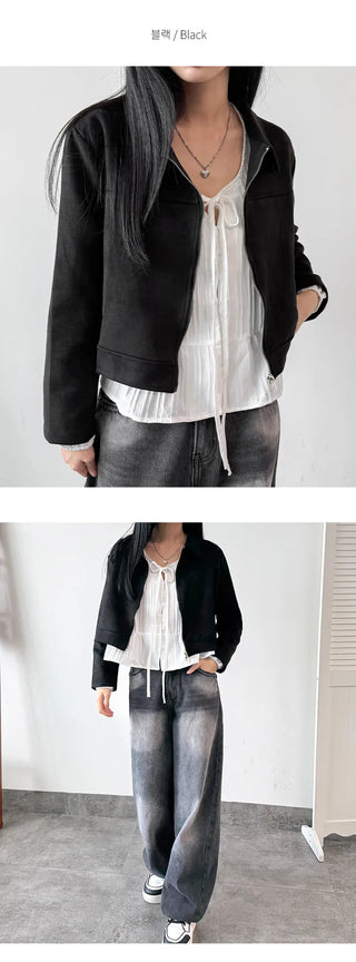 Suede Zip Blazer