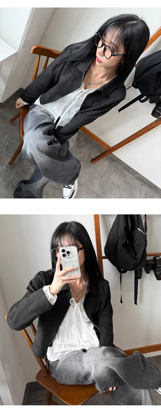 Suede Zip Blazer