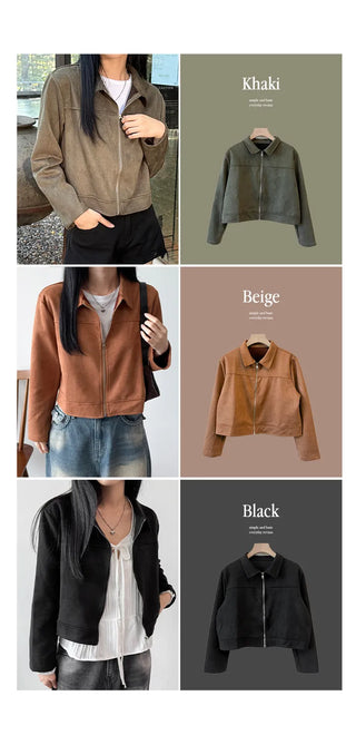 Suede Zip Blazer