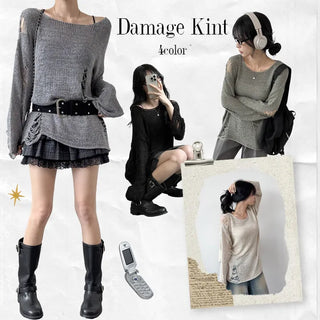 Distressed Knit Top