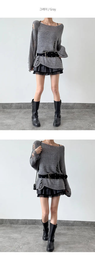 Distressed Knit Top