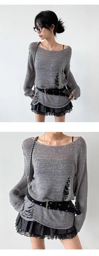 Distressed Knit Top