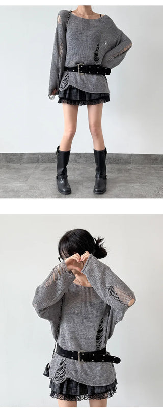 Distressed Knit Top
