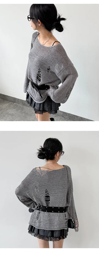 Distressed Knit Top