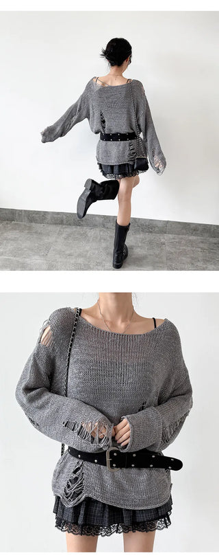 Distressed Knit Top