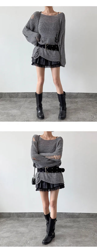 Distressed Knit Top