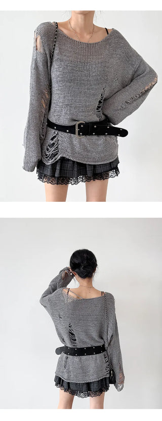 Distressed Knit Top