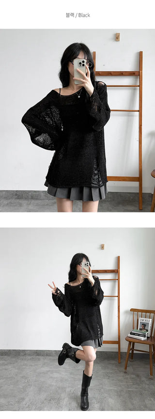Distressed Knit Top