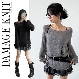 Distressed Knit Top