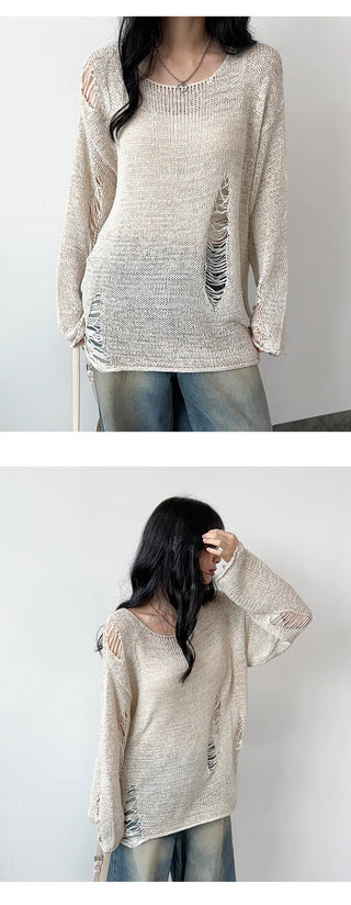 Distressed Knit Top