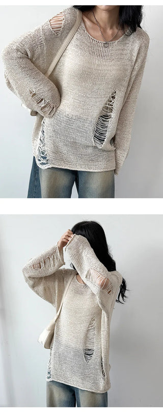 Distressed Knit Top