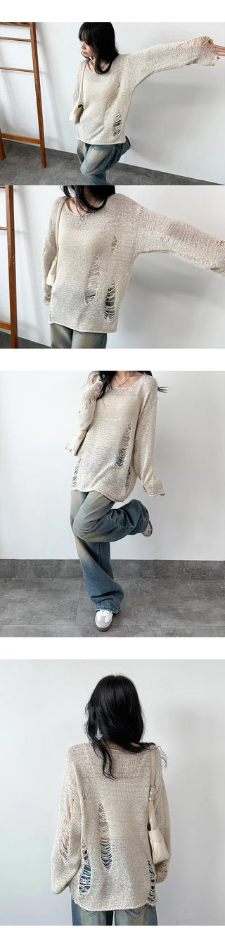 Distressed Knit Top