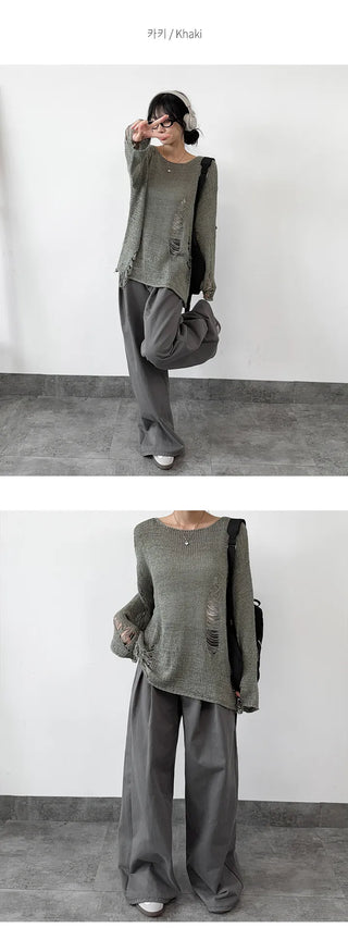 Distressed Knit Top