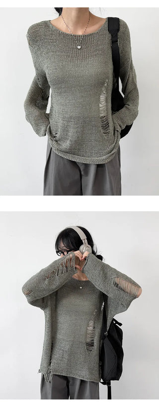Distressed Knit Top
