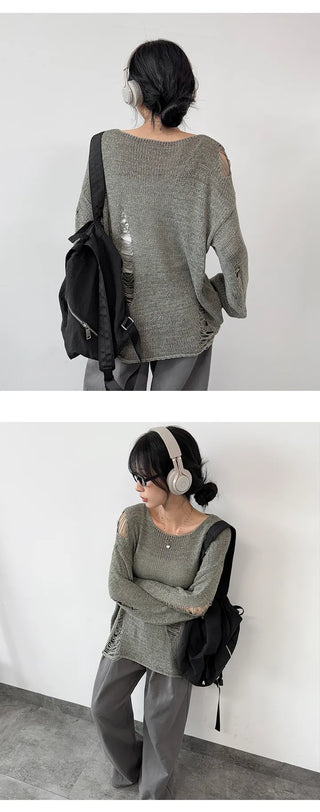 Distressed Knit Top