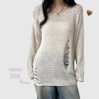Distressed Knit Top