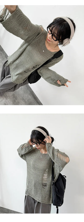 Distressed Knit Top