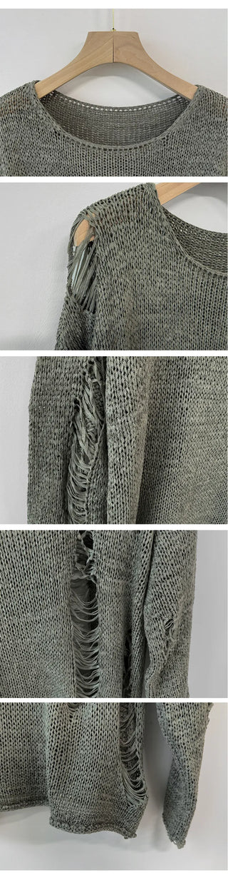 Distressed Knit Top