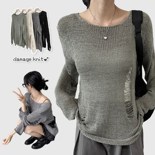 Distressed Knit Top