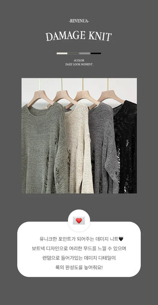 Distressed Knit Top