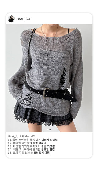 Distressed Knit Top