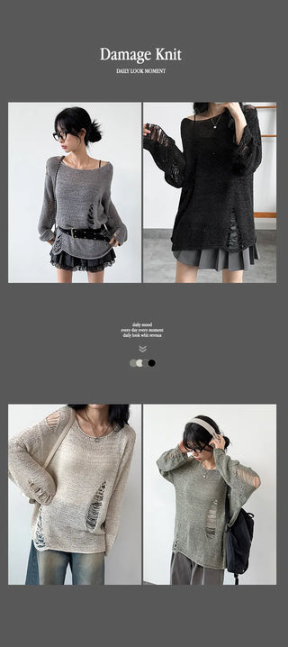Distressed Knit Top