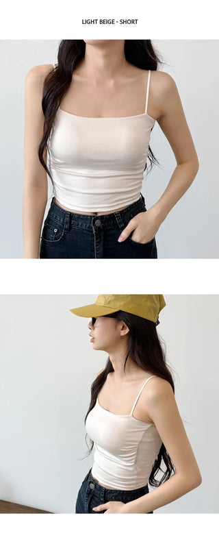 Shirred Crop Sleeveless Top
