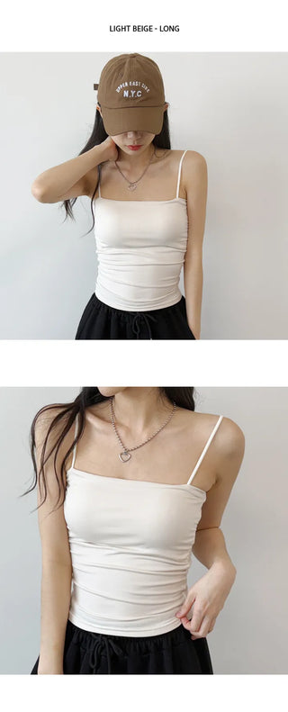 Shirred Crop Sleeveless Top