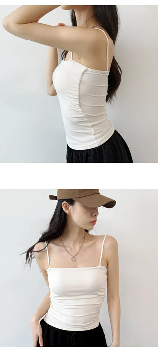 Shirred Crop Sleeveless Top