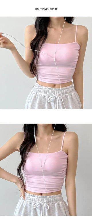 Shirred Crop Sleeveless Top