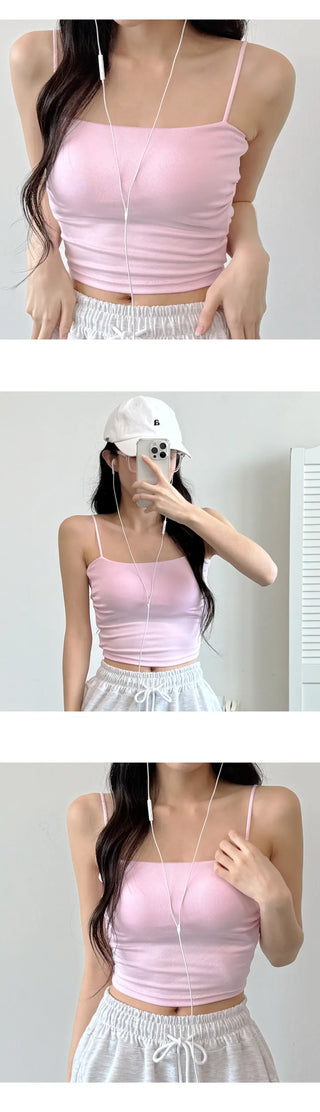 Shirred Crop Sleeveless Top