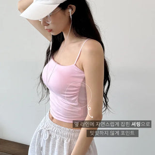 Shirred Crop Sleeveless Top