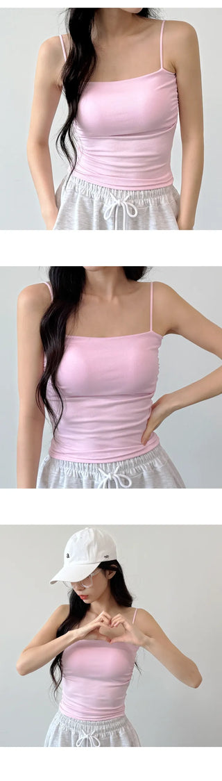 Shirred Crop Sleeveless Top