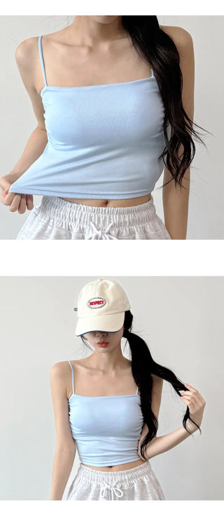 Shirred Crop Sleeveless Top