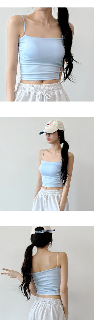 Shirred Crop Sleeveless Top
