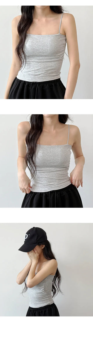 Shirred Crop Sleeveless Top