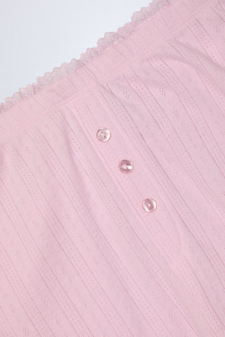 Pointelle Mid-Rise Straight-Leg Trousers in Baby Pink