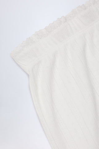 Pointelle Mid-Rise Straight-Leg Trousers in White