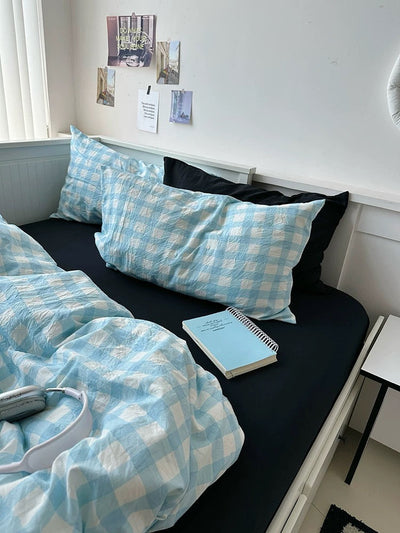 Aesthetic Blue and Black Striped Duvet Cover Set