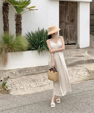 V-neck suspender dress