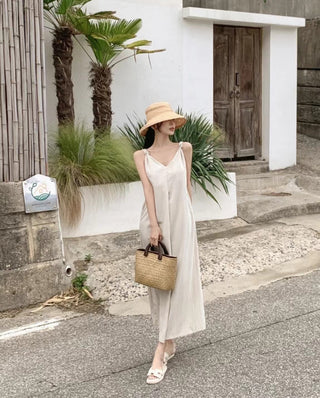 V-neck suspender dress