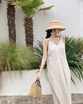 V-neck suspender dress