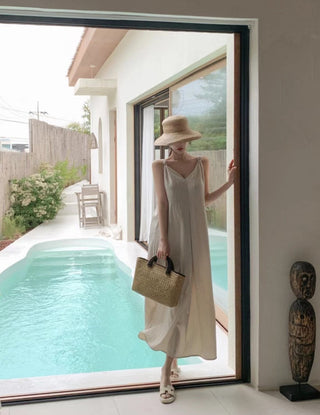 V-neck suspender dress